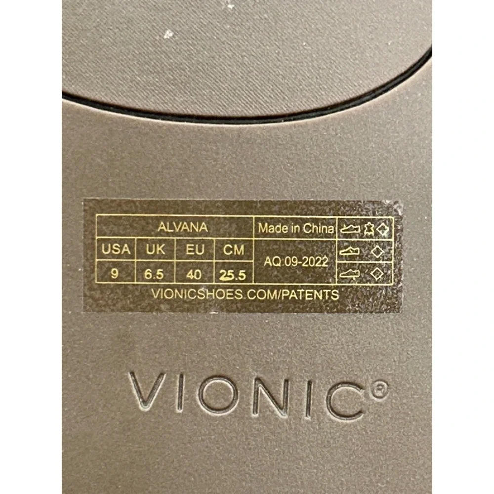 Vionic Alvana Champagne Gold Metallic Orthotic Thong Sandals Women Sz 9